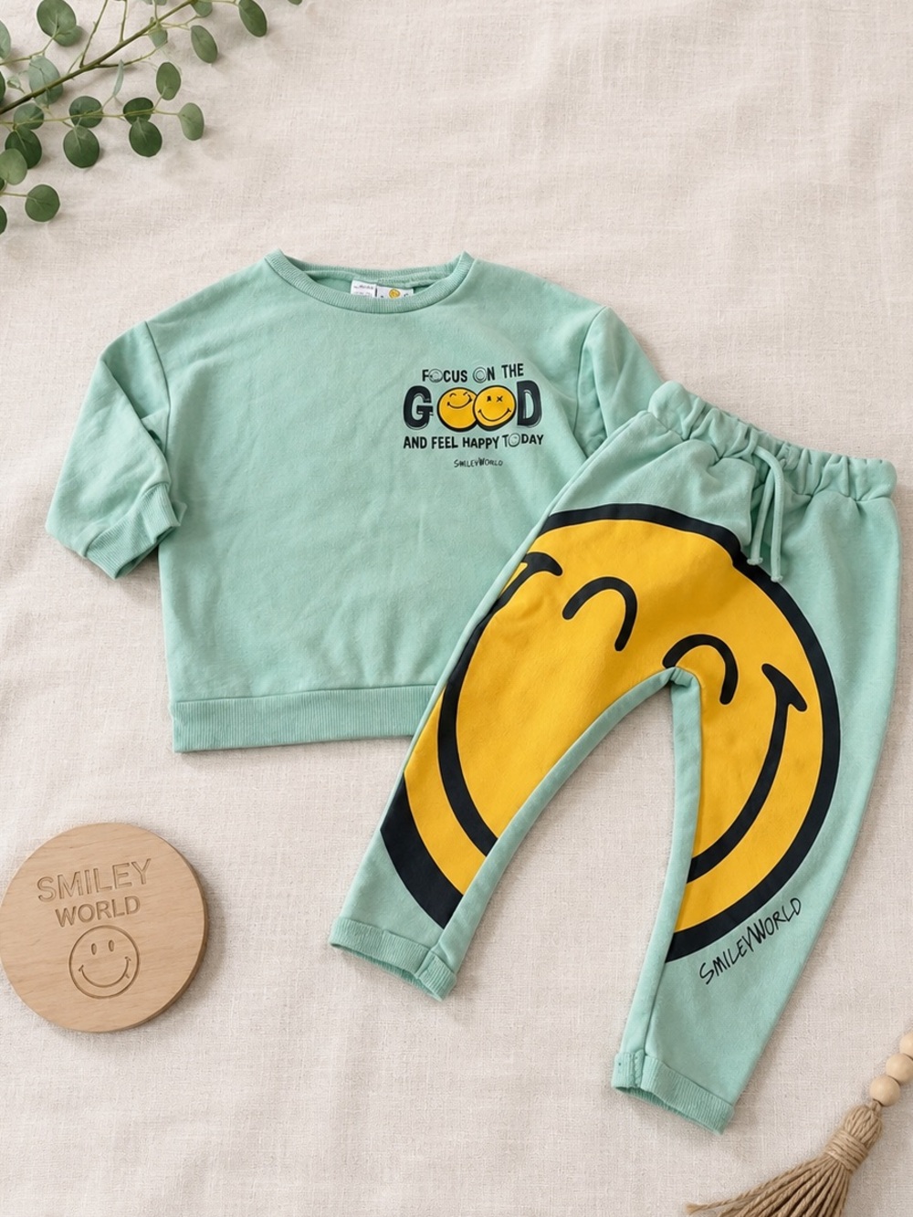 Smiley World Mint Green Jogger Set 18-24M